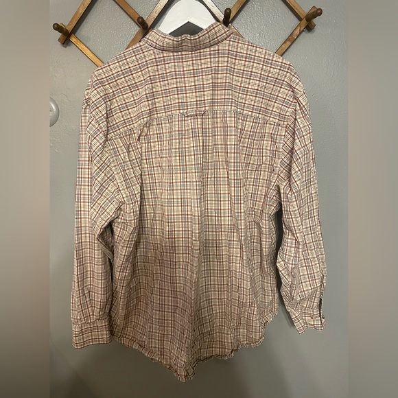 Men’s XXL Pendleton broadway cloth cream orange red plaid button up - Picture 5 of 5